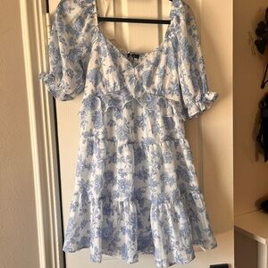 Trixxi White and Blue Floral Dress